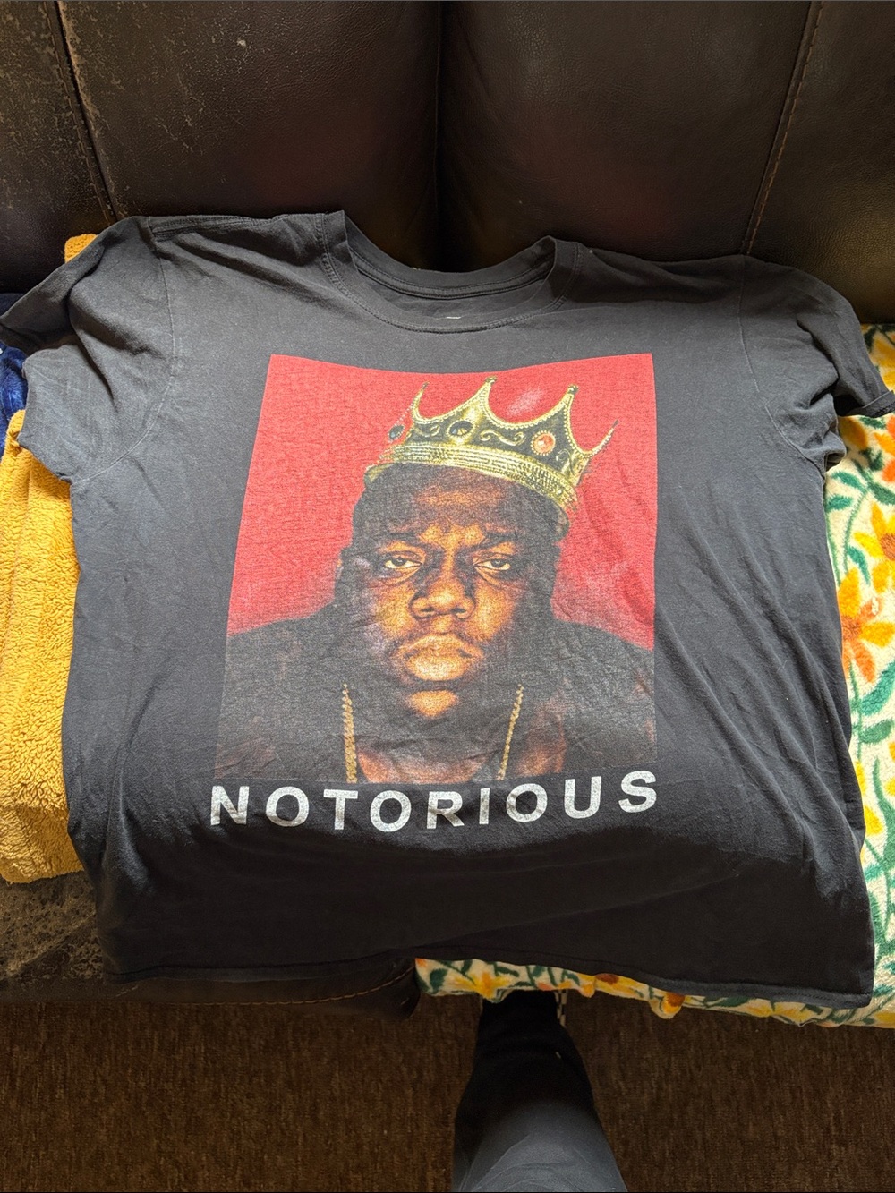 Vintage Black Notorious Big Graphic Tee with Red Accent